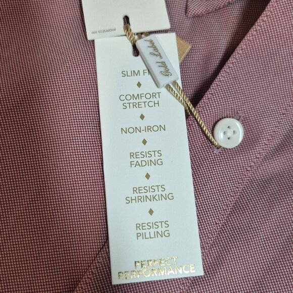 Roundtree & Yorke Gold Label Men's Shirt Size XL Non Iron Red Slim Fit 56 - Picture 5 of 10